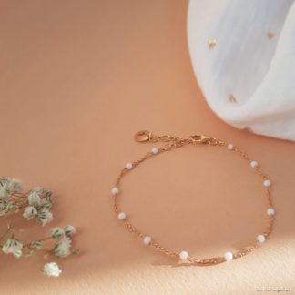 Bracelet Agathe (plaqué or/agates blanches)