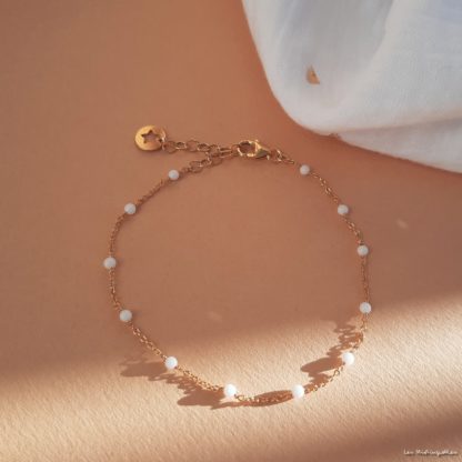Bracelet Agathe (plaqué or/agates blanches) – Image 3