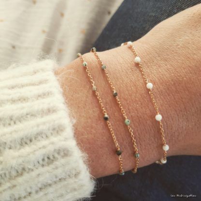 Bracelet Agathe (plaqué or/agates blanches) – Image 2