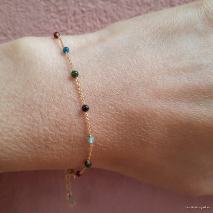 Bracelet Agathe (plaqué or/agates mixtes)