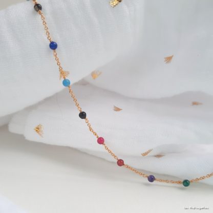 Collier Agathe (agates mixtes/plaqué or) – Image 2