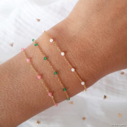 Bracelet Agathe (plaqué or/agates blanches) – Image 5