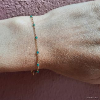 Bracelet Agathe (plaqué or/onyx vert)