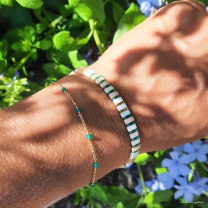 Bracelet Agathe (plaqué or/onyx vert) – Image 2