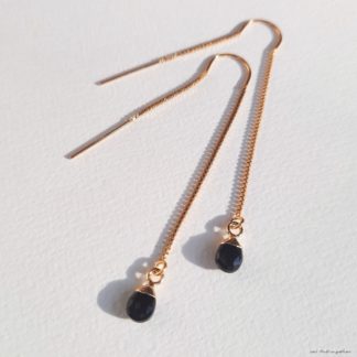 Boucles Ysée (onyx noir et plaqué or)