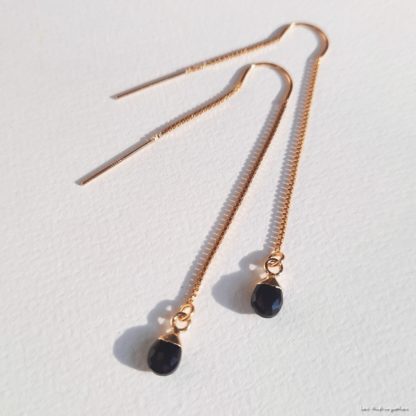 Boucles Ysée (onyx noir et plaqué or)