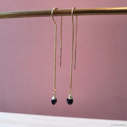 Boucles Ysée (onyx noir et plaqué or) – Image 2