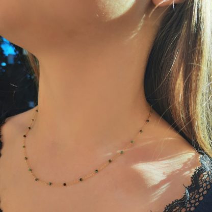 Collier Agathe (plaqué or/turquoises africaines) – Image 2
