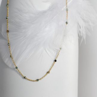 Collier Agathe (plaqué or/turquoises africaines)