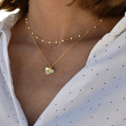 Collier Agathe (agates blanches/plaqué or) – Image 3