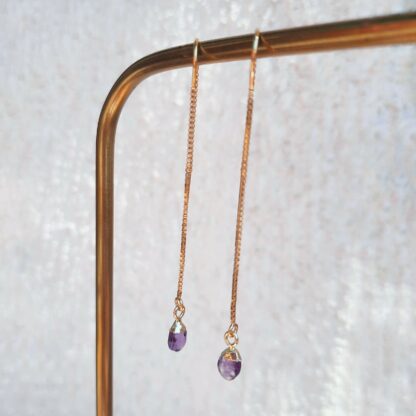 Boucles Ysée (améthyste et plaqué or) – Image 2