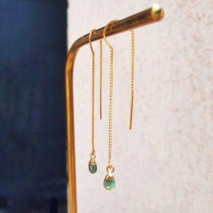 Boucles Ysée (émeraude et plaqué or) – Image 2