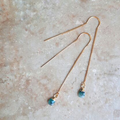 Boucles Ysée (émeraude et plaqué or)