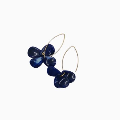 Boucles Flore bleu nuit (plaqué or et acétate) – Image 2
