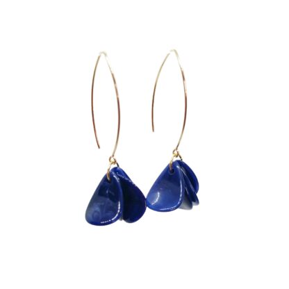 Boucles Flore bleu nuit (plaqué or et acétate) – Image 3