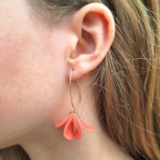 Boucles Flore corail (plaqué or et acétate)
