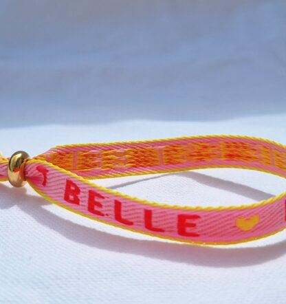 Bracelet Ruban "La vie est belle" (rose et jaune) – Image 2