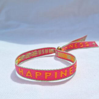 Bracelet Ruban "Happiness" (rose fuschia, orange et vert turquoise)
