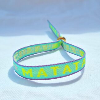 Bracelet Ruban "Hakuna Matata" (vert turquoise, jaune, violet)