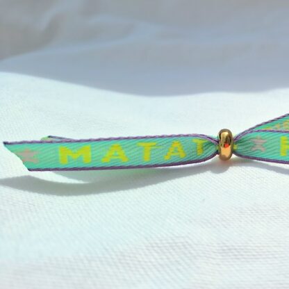 Bracelet Ruban "Hakuna Matata" (vert turquoise, jaune, violet) – Image 3