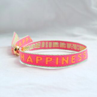 Bracelet Ruban "Happiness" (rose fuschia, orange et vert turquoise)