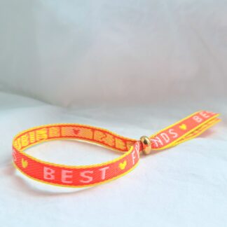 Bracelet Ruban "Best friends" (orange, jaune et rose pâle)