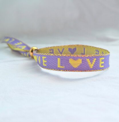 Bracelet Ruban "Love" (lavande et jaune) – Image 2