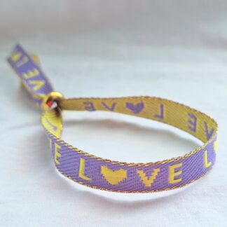 Bracelet Ruban "Love" (lavande et jaune)