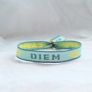 Bracelet Ruban "Carpe Diem" (vert, jaune)