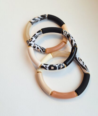 Bracelet Sonia Zébra 3 (perles acryliques/élastique) – Image 3