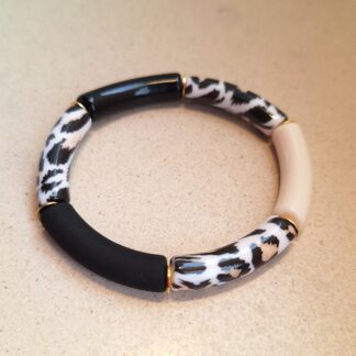Bracelet Sonia Zébra 3 (perles acryliques/élastique)