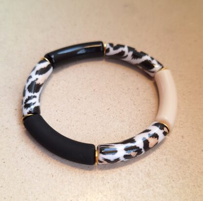 Bracelet Sonia Zébra 3 (perles acryliques/élastique)