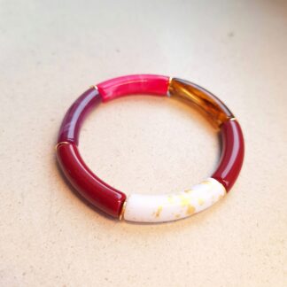 Bracelet Sonia Bordeaux 1 (perles acryliques/élastique)
