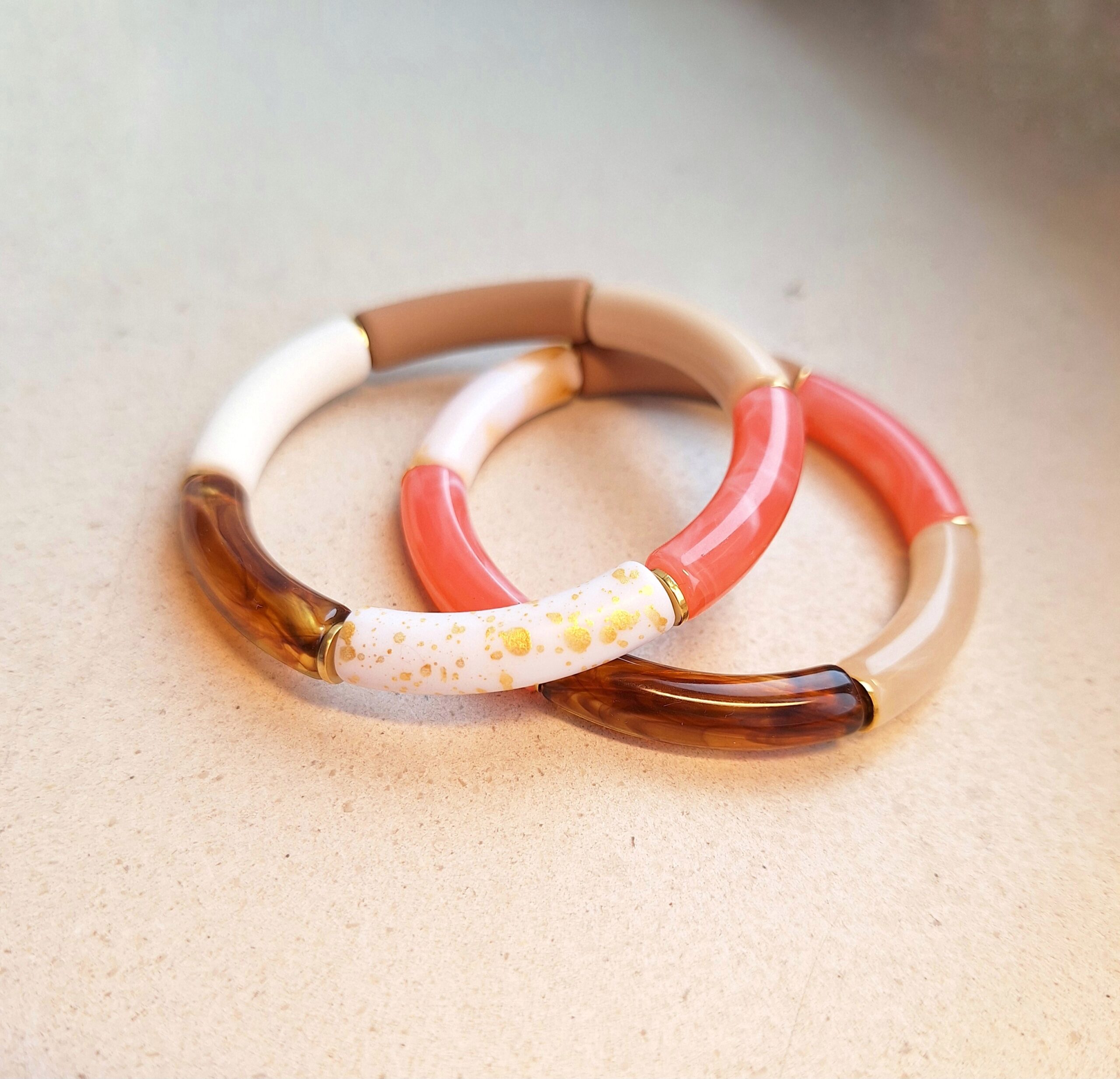 Bracelet Sonia Rosé 2 (perles acryliques/élastique) – Image 2