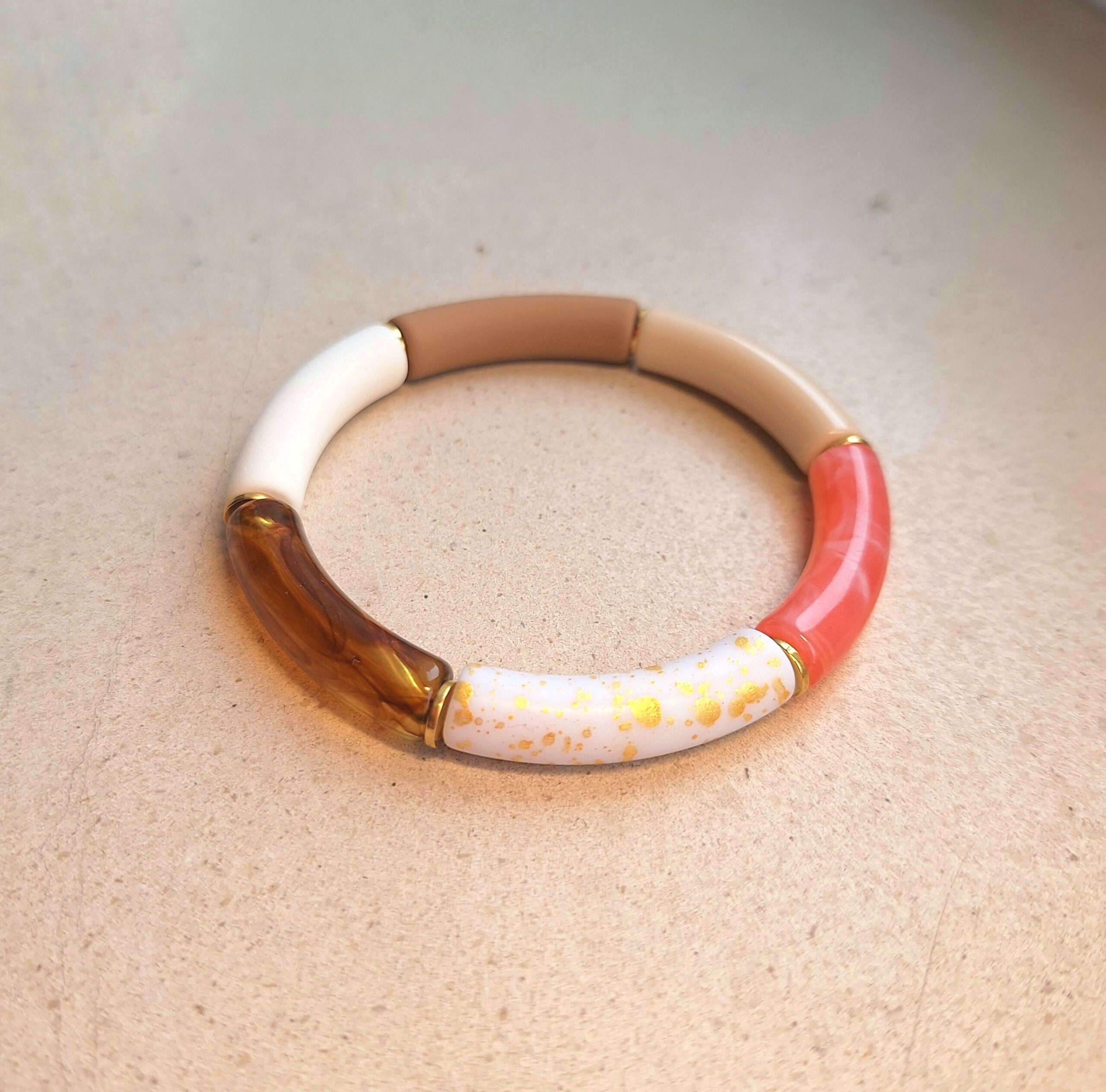 Bracelet Sonia Rosé 1 (perles acryliques/élastique)